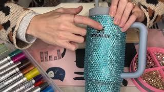 How to Rhinestone ( Bling ) a Stanley Tumbler Cup Honeycomb pattern.