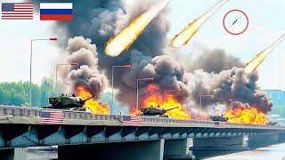 Today! Hundreds of US tank convoys were destroyed by traps while crossing the Crimean Bridge