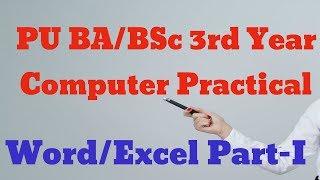 Punjab University BA/ BSc 3rd Year Computer Practical Exam Word Excel Part-I || Paper Attempt Skills