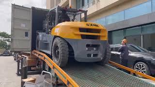 10 ton forklift work in container special low mast style