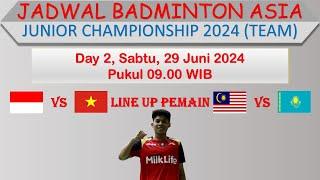 Line Up Pemain Indonesia vs Vietnam │ Jadwal Badminton Asia Junior Championship 2024 (Team) │ Day 2