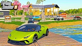 MILLIONAIRE'S PRIVATE MANSION BUILD! (LAMBO, TRUCKS & BOATS!) | FARMING SIMULATOR 2019