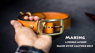 Making Hand Dyed Leather Belt - ASMR