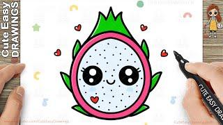 How to Draw a Cute Dragon fruit Fruit for Kids Step by Step