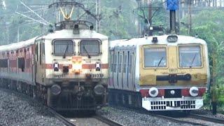  Dangerous 100 KMPH Fastest Trains Speeding at Kolkata suburban section | WAP7 Trains at Full Speed