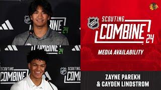 Zayne Parekh and Cayden Lindstrom NHL Combine Interviews | Chicago Blackhawks