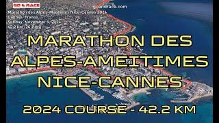 Marathon des Alpes-Maritimes Nice-Cannes 2024: fly over the marathon course! Video of the race path.