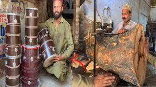 Amazing Woodworking Factory And Mass Production Process: Goat Skin Transforms Dhol!