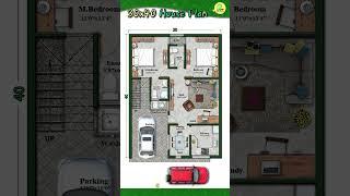 30×40 house plan, 30 by 40 home plan, 30*40 house design, South Facing 2BHK with car parking