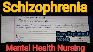 Notes Of Schizophrenia In Mental Health Nursing (Psychiatric) in Hindi .