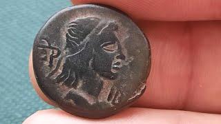 Медная монета римский ассарий 14 - 37 года нашей Эры Найдена в Самарской области Обзор монет