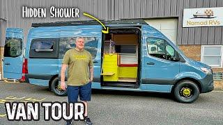 HIDDEN SHOWER - Campervan Builder Nomad RV’s Walk Through All-New Class B Van Build