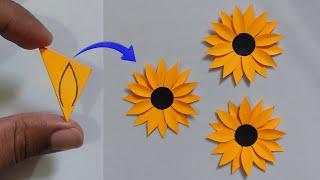 Very Easy Paper Sunflower Craft | Paper Flower Making Step By Step | DIY Flower Craft
