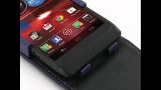PDair Leather Case for Motorola Razr i XT890 - Flip Top Type (Purple)