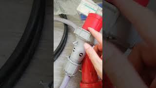 63 amps cee plug, mounted on a 5 times 25 mm2 cable.