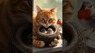 A Pawsitive Friendship   #shorts  #YouTubeShorts #birds #nature #birdslover #cat