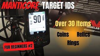 Minelab Manticore For Beginners #2: Target IDs For Over 30 items (Coins, Rings, and Relics)