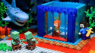 The Best Defense Underwater Prison VS Giant Shark Lego Minecraft | Lego Minecraft Animation