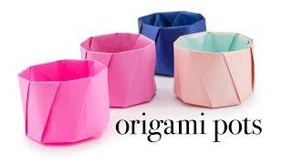 Round Origami Pot Tutorial - Cup / Vase - Paper Kawaii