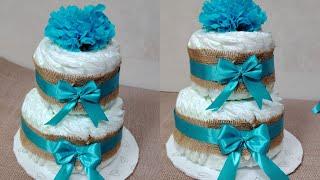 How to make diaper cake for baby boy at home