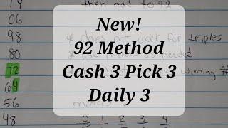 92 Method Cash 3 Pick 3 Daily Predictions and Strategies