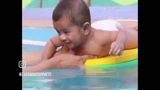 FIRST TIME SWIMMING: Watch This Adorable Baby Swim Like a Pro! ️ #cutebaby #baby