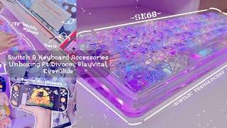 Unboxing Switch Accessories / SK68 Acrylic Translucent / Pixoo16 Ft. Divoom, EverGlide & PlayVital