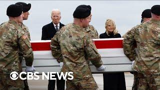 Bidens attend dignified transfer of 3 soldiers killed in Jordan