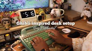 Ghibli-inspired desk tour 2023: cozy, aesthetic, earthtones, homey