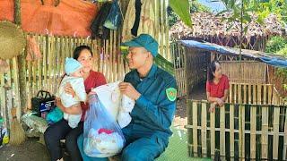 Police give warm clothes to single mothers and children as the weather turns cold