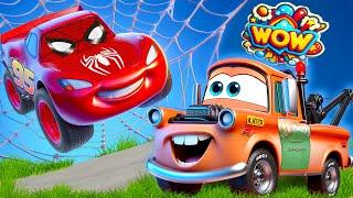 McQueen SPIDER-CAR and Tow Mater, Catching the bandits Grem and Aser, Music story in Beamng drive