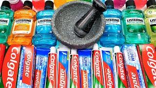 Satisfying Video Making Toothpaste Slime Mixing Listerine Colgate Glitter into Clear Slime GoGo ASMR