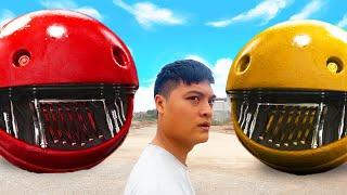 Pacman in Real Life - Boy and Two Robot Pacman!