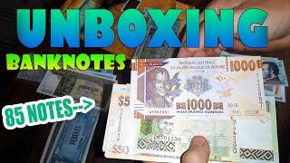 UNBOXING 85 World Paper Money Banknotes 2019