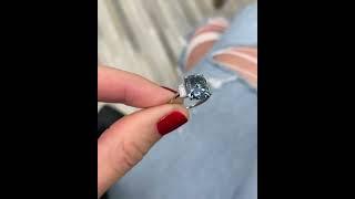 Effinny Blue Sapphire Cushion Cut 5.0 Carat Three Stone Sona Simulated Diamonds Engagement Ring