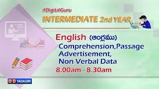 2nd Inter English | Comprehension Passage,Advertisement,Non Verbal Data | Intermediate | Jan 19,2021