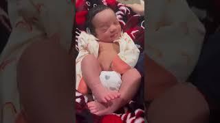 Sleeping baby laughing in her sleep  #newbornbaby #shorts #babyvideos