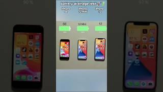 iPhone se vs iPhone 12 vs 12 mini battery drainage test  Who’s the Real King? #shorts#viralvideo