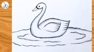 Easy Swan Drawing step by step||Pencil Sketch||Easy Drawing ideas for Beginners