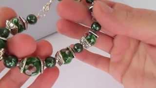 Bratara margele Lampwork verzi | Bratari handmade GlamBazaar.ro