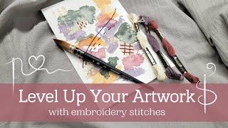 Level Up Your Art: How to Stitch on Watercolor Abstract Painting with Mixed Media Embellishments