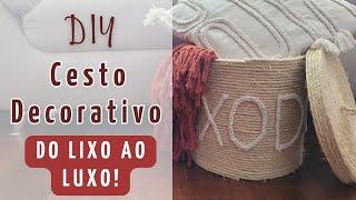 COMO FAZER UM CESTO DECORATIVO COM BARRICA DE PAPELÃO - DIY - Home Decor