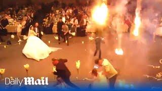 Shocking new Iraq wedding drone footage showing moment venue set ablaze