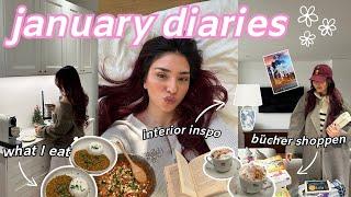 what I eat, buch shopping, interior inspo, cozy days at home  january diaries