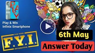 fyi flipkart today answer 6 may | flipkart fyi answers today | @QuizzingTech