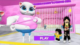 ESCAPA de la PRISIÓN de ANGELA Talking Tom MALVADA en roblox   con mi hermanita | paolazgames