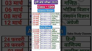 Up Board Class 12 Exam Date Sheet 2025 | UP Board Time Table & Exam Schedule #shorts #upboard2025