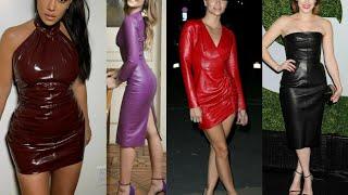 celebrities style latex leather dresses for women and girls