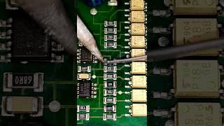 Soldering SMD Resistor on PCB with Soldering Iron and Solder Wire Lead