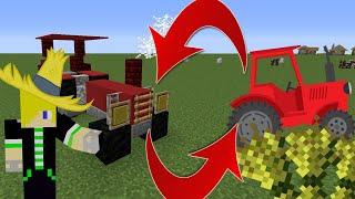 How to Build a Red Tractor in Minecraft 1.16 | Creative Minecraft Build